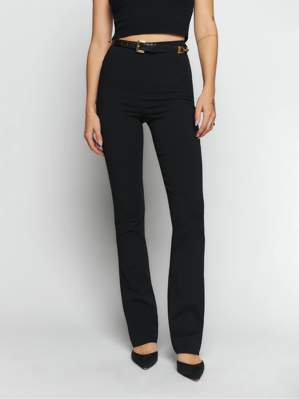 Reformation Kumquat Black Boot-Cut High-Rise Pants Size Medium